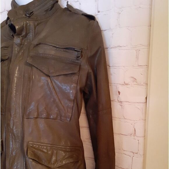 Joe’s Jeans Olive Brown Lambskin Leather Jacket S - Picture 4 of 9